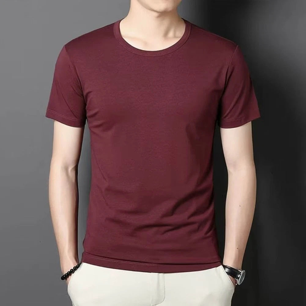 Men's Stretchy Short Sleeve Round Neck T-Shirt for Active Daily Lifestyle