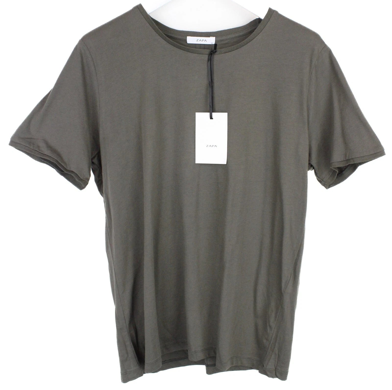 ZAPA  T-Shirt Men's 2XL Plain Grey Stretchy Simple Short Sleeve Crew