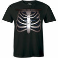 Broken Rib Cage Chest Bone Men's T shirt Skeleton Halloween Xray Party Costume