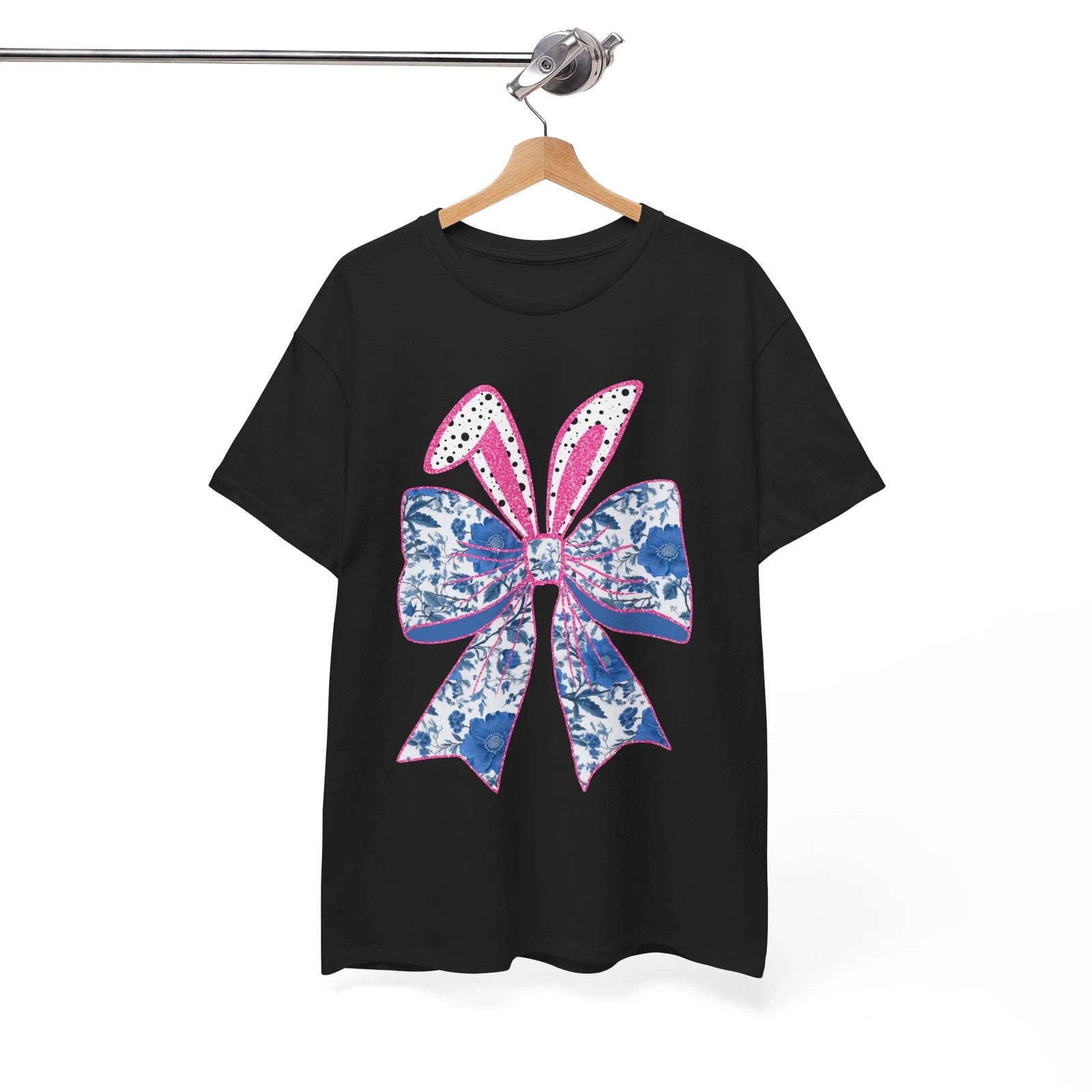 Easter Blue Floral Bow Floral T-Shirt - Unique Flower Tee for Creative Outfits
