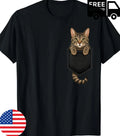 Brown Tabby Cat Lover Cute Pocket Cat Mom T-Shirt
