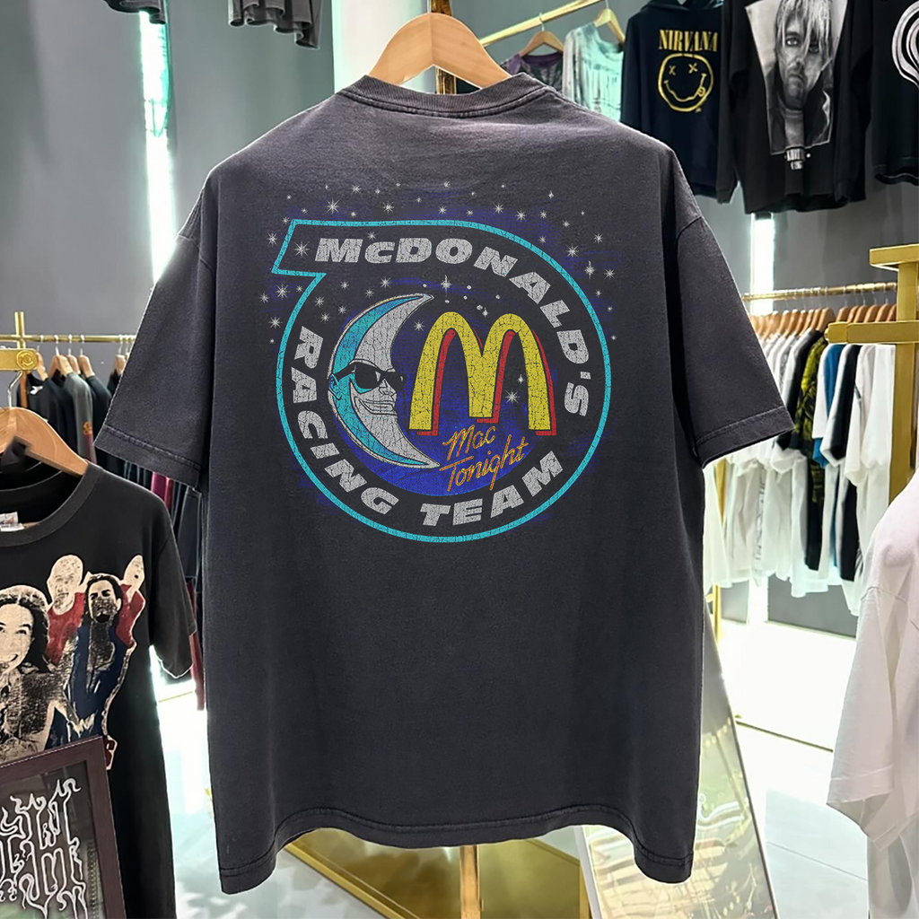 MCD0NALD'S RACING THRU THE STARS - 80'S-90'S RARE BLACK VINTAGE WASHED T-SHIRT Hoodie, Sweatshirt | PureTeeCo.com (Image 2)