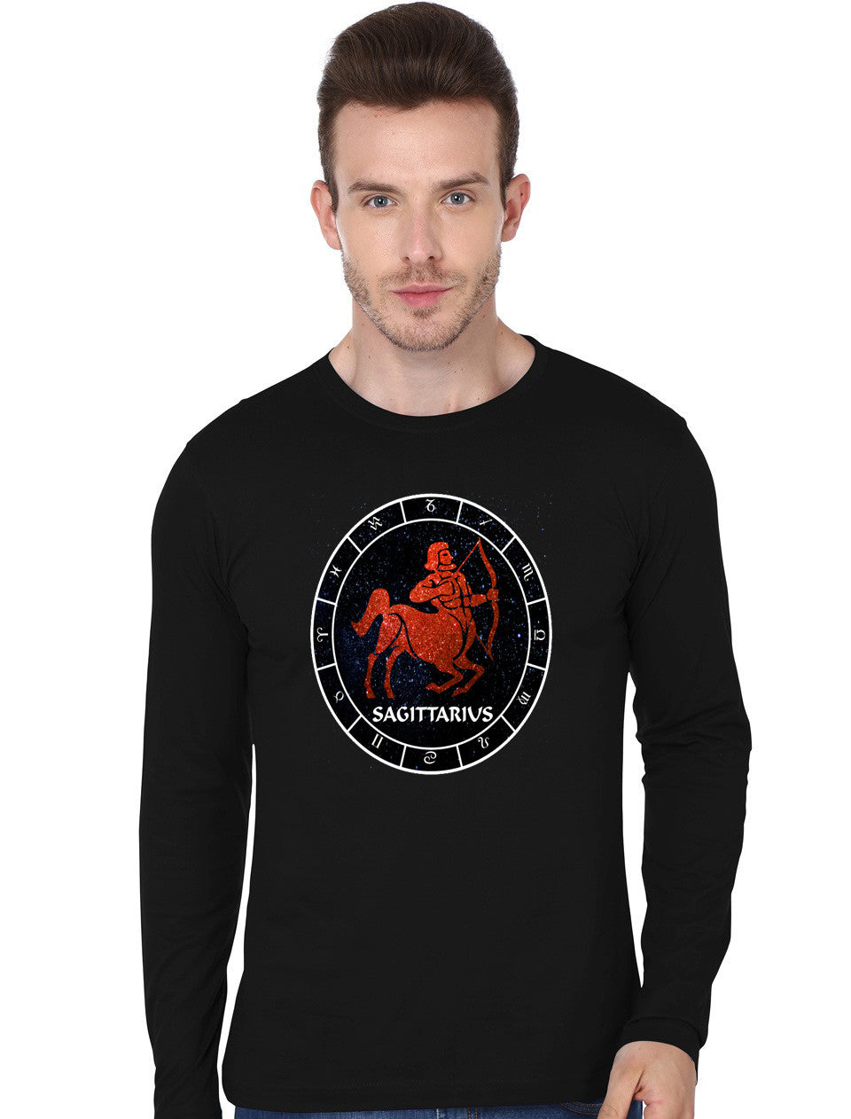 Sagittarius Black Full Sleeve T-Shirt Hoodie, Sweatshirt | PureTeeCo.com