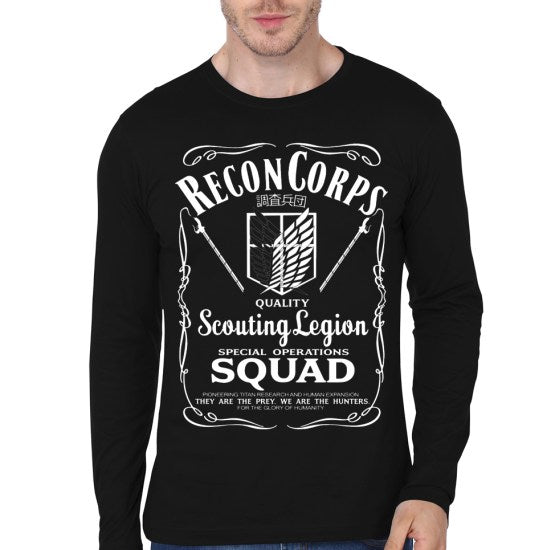 Recon Corps Black Full Sleeve Tee Hoodie, Sweatshirt | PureTeeCo.com