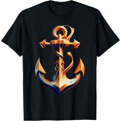 sailing boat nautical orange navy ship sailor anchor graphic T-Shirt Made in USA Hoodie, Sweatshirt | PureTeeCo.com