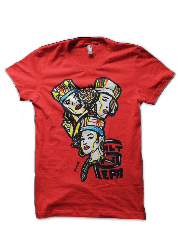 Salt N Pepa Old School Colors Red T-Shirt Hoodie, Sweatshirt | PureTeeCo.com