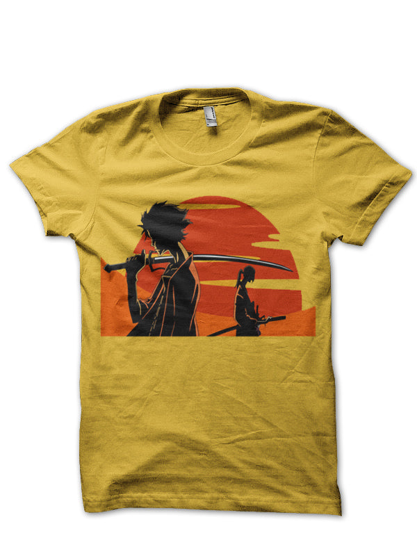 Samurai Champloo Half Sleeve Yellow T-Shirt Hoodie, Sweatshirt | PureTeeCo.com