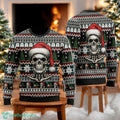 Santa Skull Christmas Sweater Gothic Holiday Sweater Skeleton Xmas Sweater