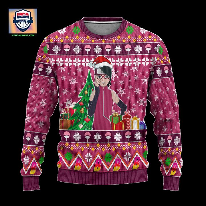 Sarada Uchiha Anime Ugly Christmas Sweater Custom Boruto Xmas Gift