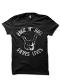 Rock N Roll Saves Lives Black T-Shirt Hoodie, Sweatshirt | PureTeeCo.com