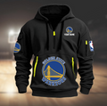 Personalize Warriors Basketball Team Quarter Zip Hoodie