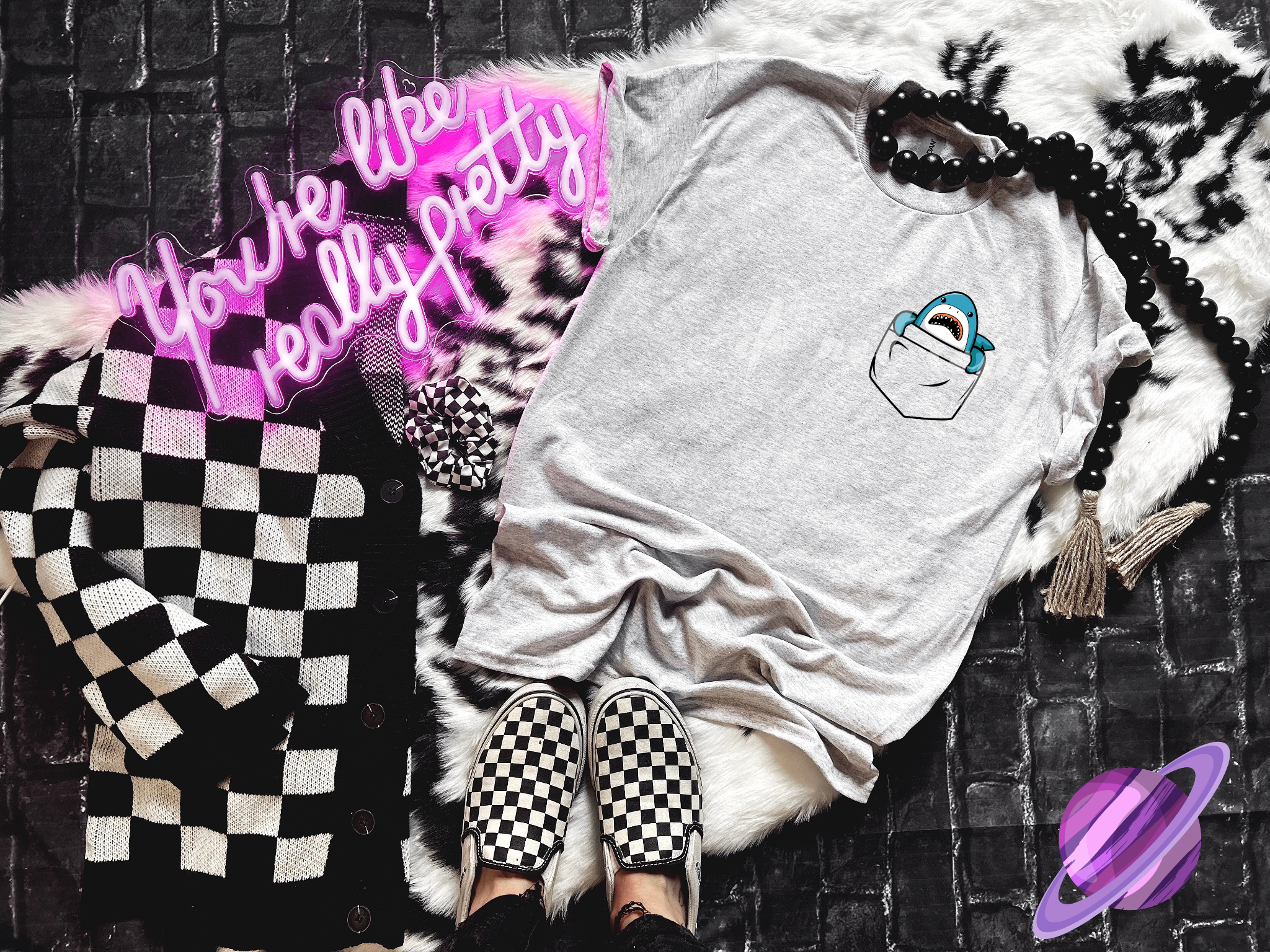 SHARK POCKET TEE Hoodie, Sweatshirt | PureTeeCo.com (Image 1)