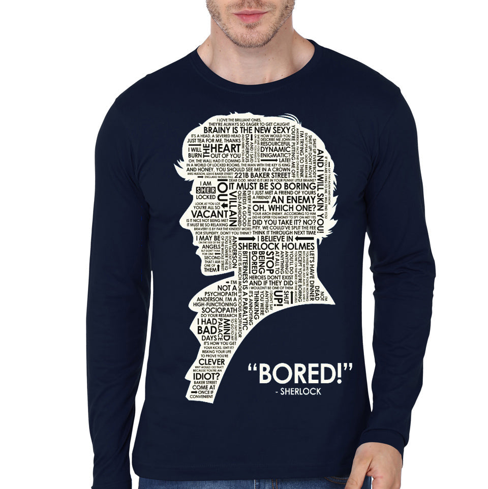Sherlock Holmes Bored Full Sleeve T-Shirt Hoodie, Sweatshirt | PureTeeCo.com