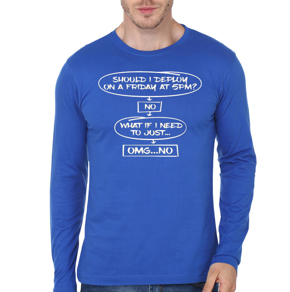 Should I Deploy On Friday Royal Blue Full  Sleeve T-Shirt Hoodie, Sweatshirt | PureTeeCo.com