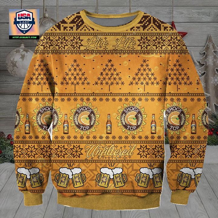 Shock Top Belgian White Beer Ugly Christmas Sweater