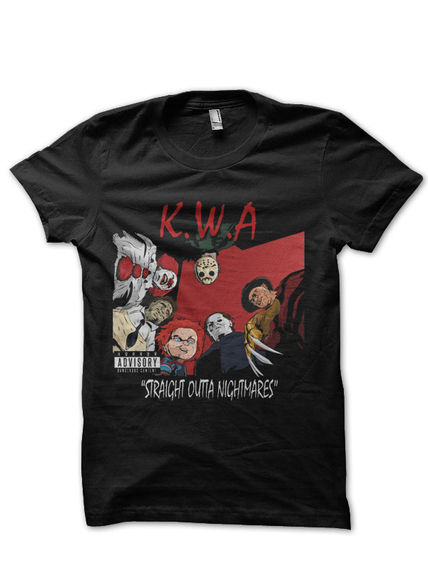 Straight Outta Nightmares Black Half Sleeve T-Shirt Hoodie, Sweatshirt | PureTeeCo.com