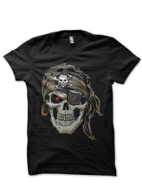 Skull Pirate Half Sleeve Black T-Shirt Hoodie, Sweatshirt | PureTeeCo.com