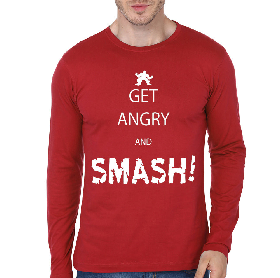 Get Angry & Smash Red Full Sleeve Tee Hoodie, Sweatshirt | PureTeeCo.com
