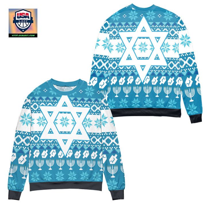 Snowflake And Candles Pattern Ugly Christmas Sweater