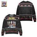 Soul Train Snowflake Pattern Ugly Christmas Sweater Black