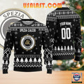 Spezia Calcio Personalized Ugly Christmas Sweater Black Version