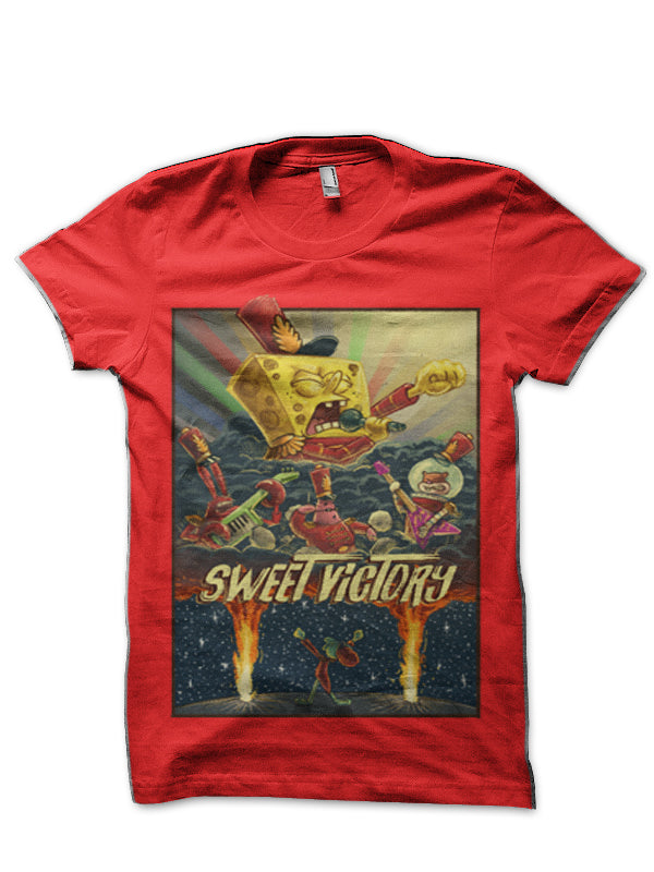 Spongebob Half Sleeve Red T-Shirt Hoodie, Sweatshirt | PureTeeCo.com