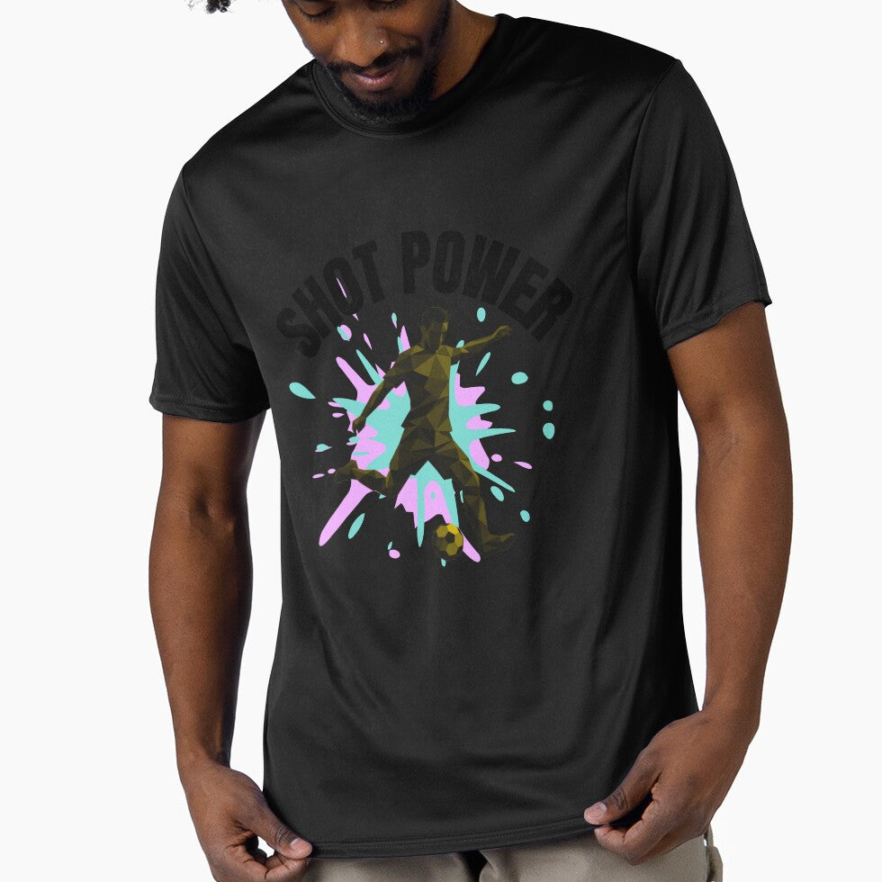 Geometric Soccer Striker – Colorful Dynamic Football Shot Art by Mania Graphix