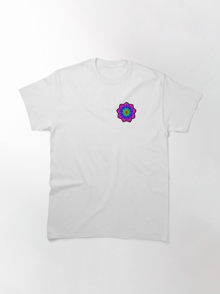 Bright Rainbow Mandala Flower Classic T-Shirt Hoodie, Sweatshirt | PureTeeCo.com (Image 3)
