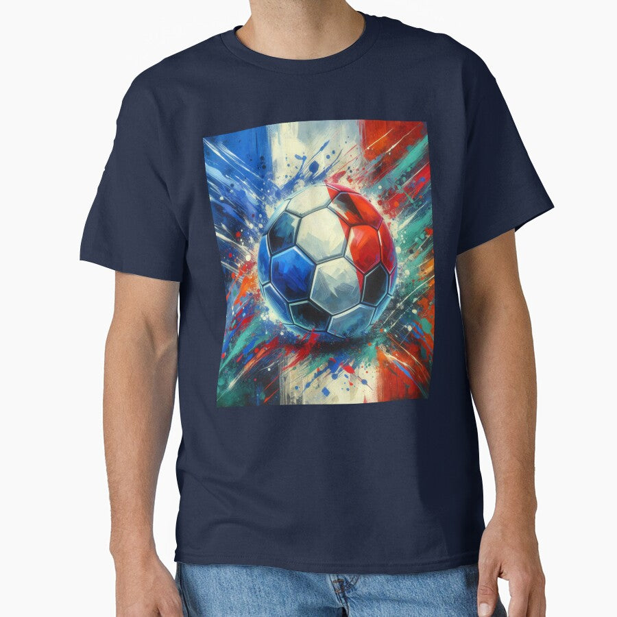 France Soccer Ball Art Dynamic Football Painting in French Flag Colors by ssmg80