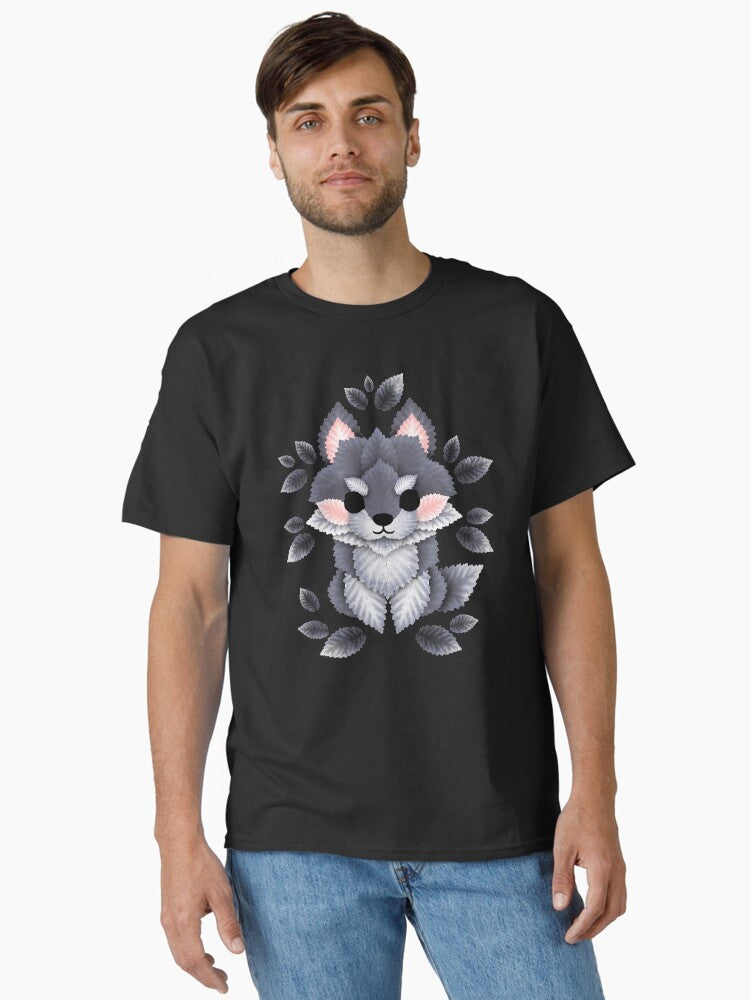 Little wolf of leaves Classic T-Shirt Hoodie, Sweatshirt | PureTeeCo.com (Image 1)