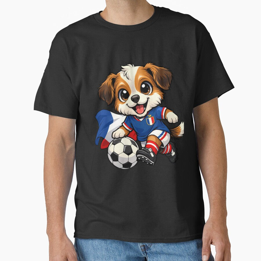 Cute French Dog Soccer Fan Puppy Football by Tsugraf Designs