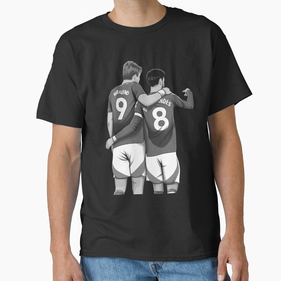 Rasmus Højlund and Bruno Fernandes Black and White Version by Aldduardo