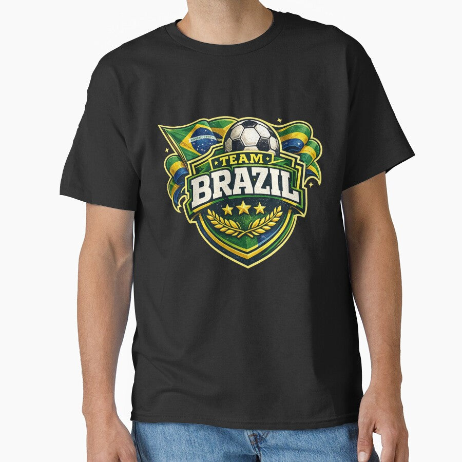 Team Brazil Soccer Crest Vintage Football by PACS0011