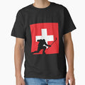 Swiss Ice Hockey Silhouette Celebration by CanvasTee