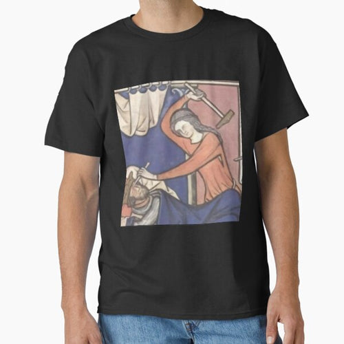 "Don't move, this won't hurt," medieval painting, 9th century AD Classic T-Shirt Hoodie, Sweatshirt | PureTeeCo.com (Image 2)