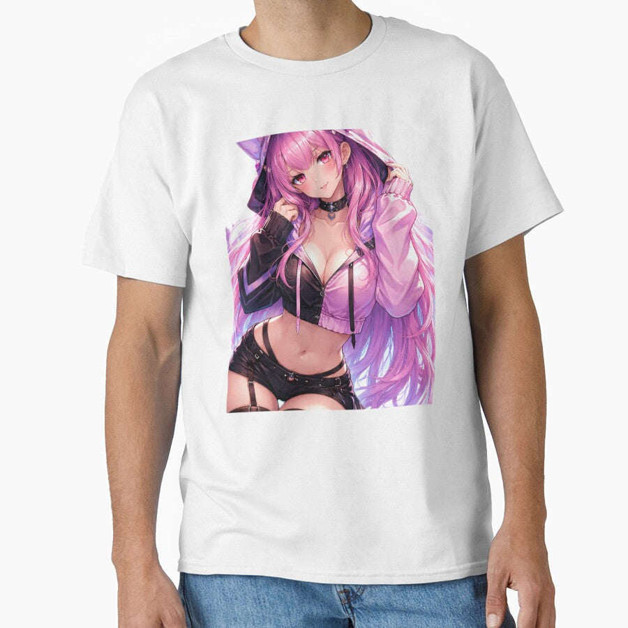 Cyberpunk Anime Girl Aesthetic – Pink Hair Waifu Streetwear Style by AnimDream