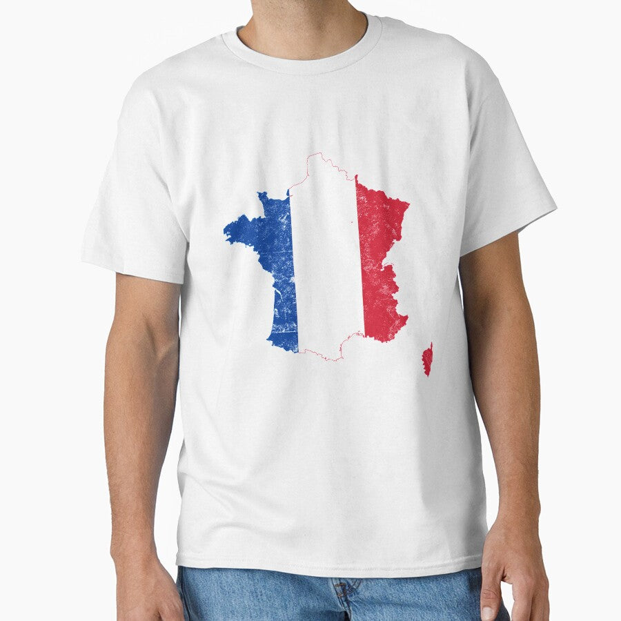 France Flag Map tshirt distressed vintage by farhanhafeez