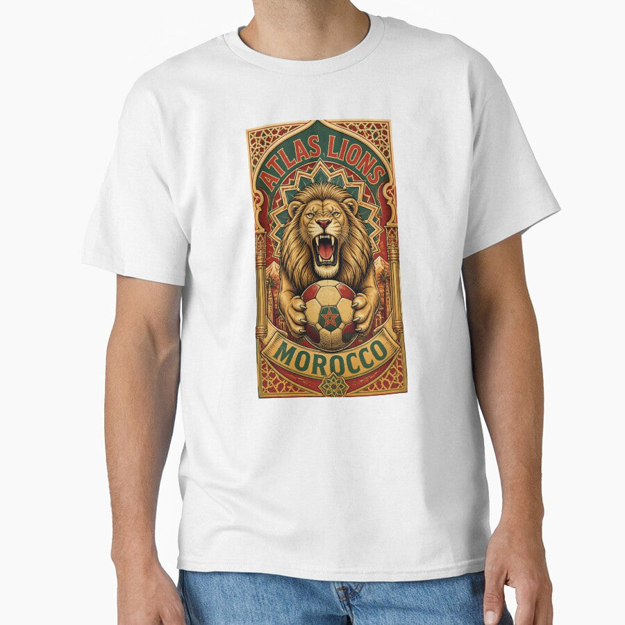 Morocco Soccer Lion - Atlas Lions Vintage  African Football Fan T-Shirt by 18-30