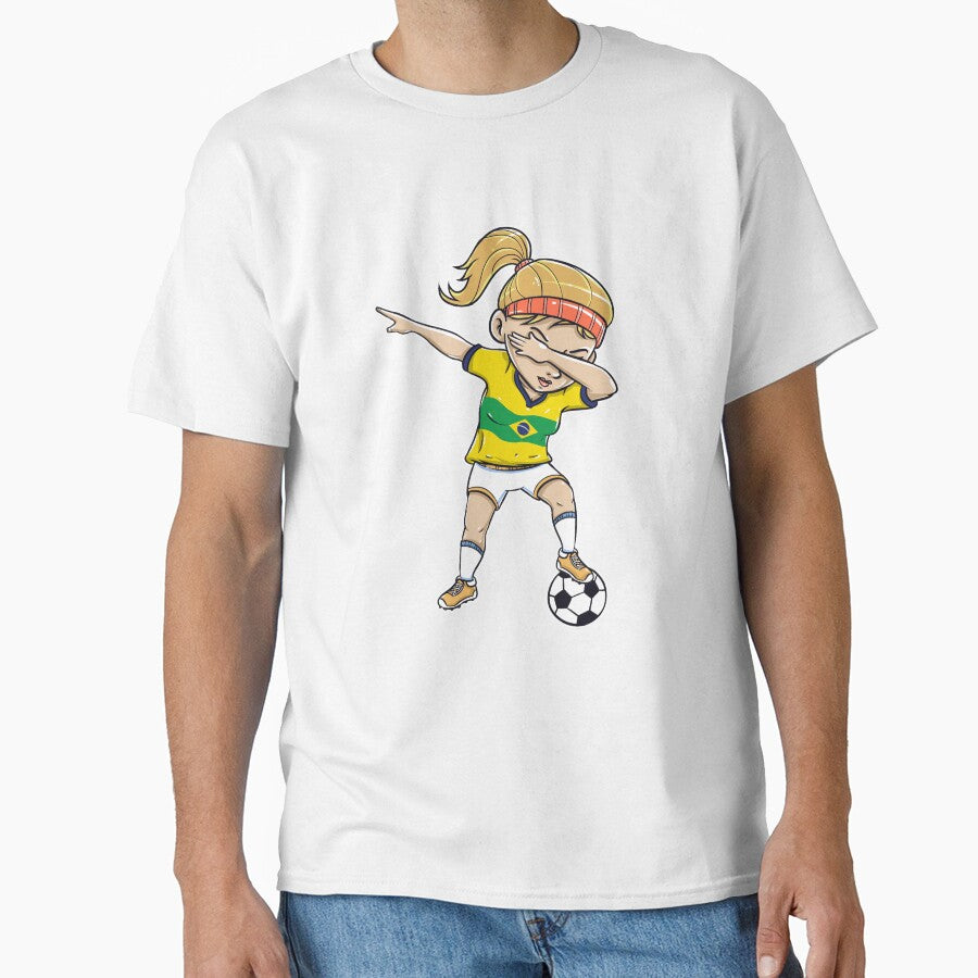 Dabbing Soccer Player Funny Brazil Fan product girl by Pummli