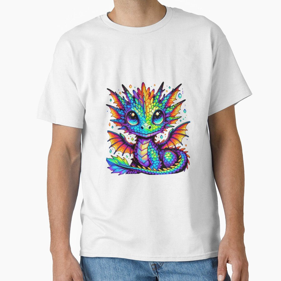 Vibrant Rainbow Baby Dragon Fantasy Art by GemBob Creations