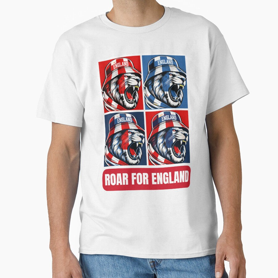 Pop Art England Lion Football Fan Shirt | Roar For England Supporter Design by The Hairy Melon