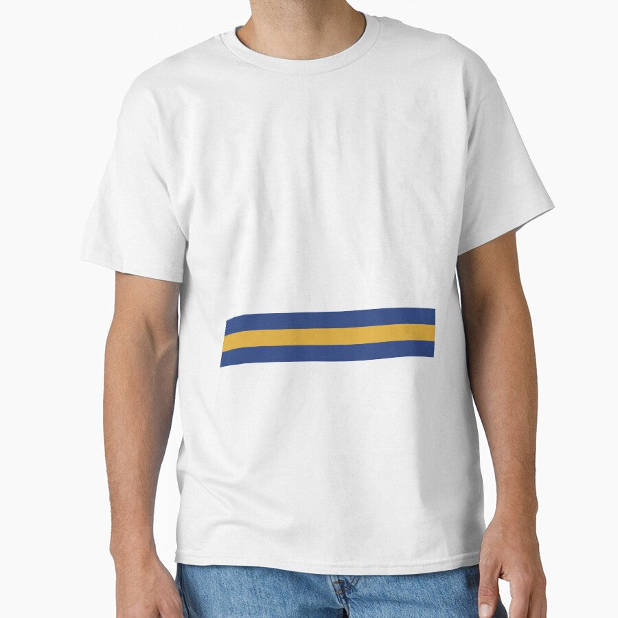 Leeds United Retro 1994 Home Jersey White Yellow Blue Bar Design by Sporting Colour