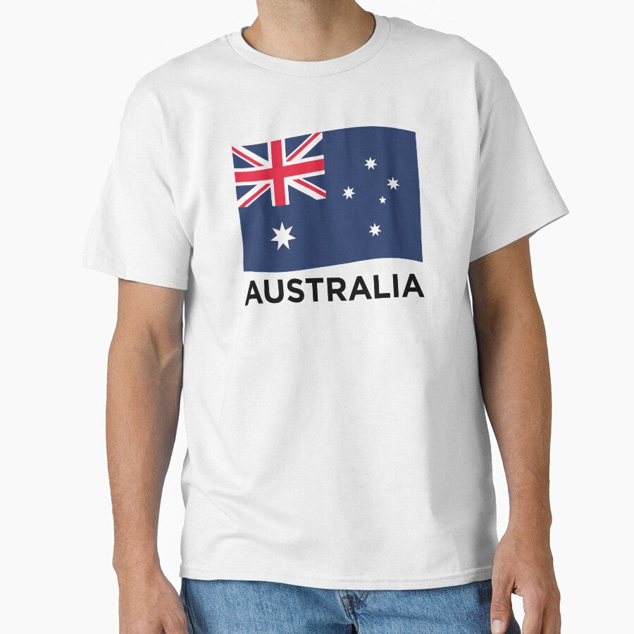 Australia Wave Flag With Text (On White) by STUDIO-72