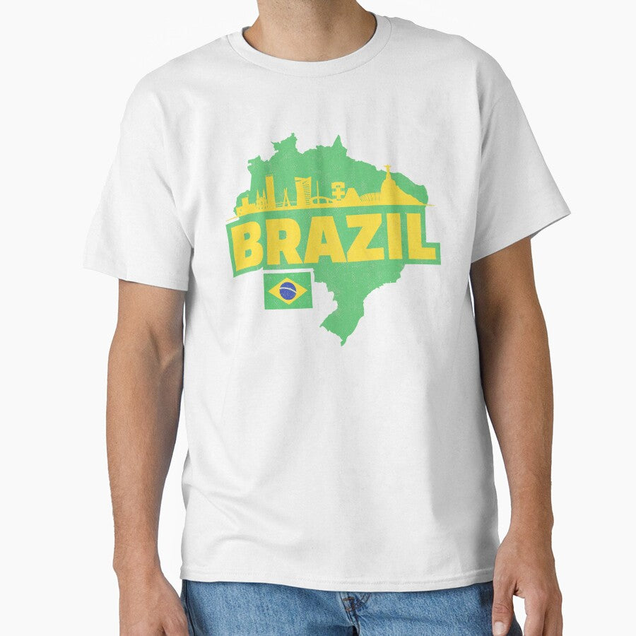 Retro Brazil Map, Flag, and Skyline by UNK-Fatigues