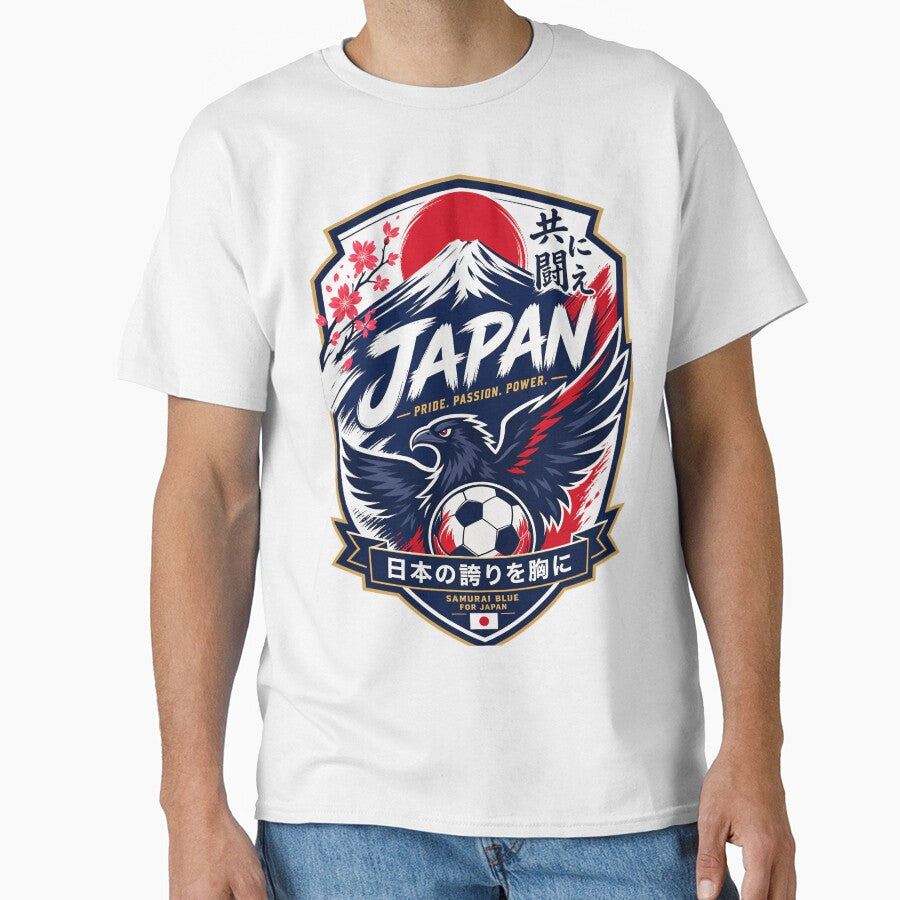 Japan Football Fans Emblem — Red & White Vector Badge Design by Jandedan