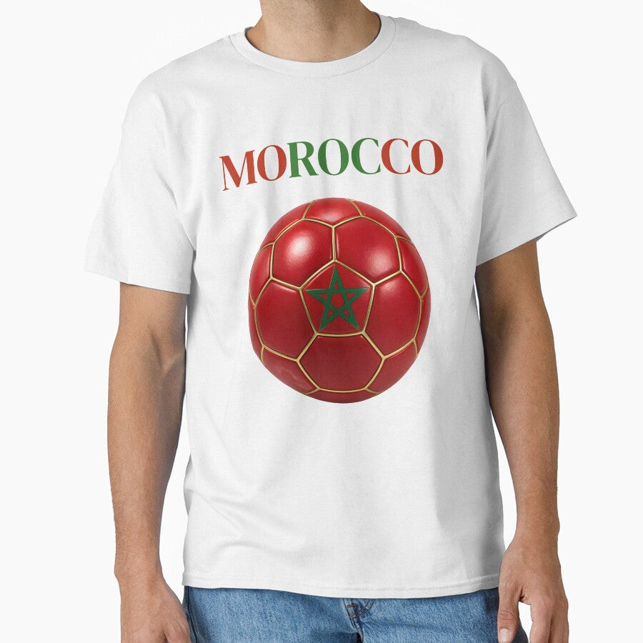 Morocco Soccer Ball Red Green Football Design Moroccan Flag Sports Fan Gift by ArtSpark Studio
