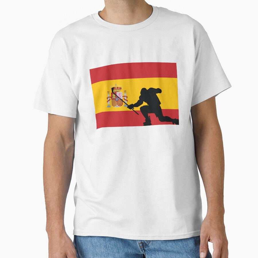 Spanish Ice Hockey Silhouette Celebration by CanvasTee