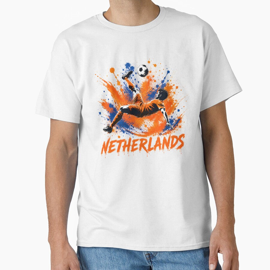 Dutch Football Colors Classic Shirt | Bright Orange Soccer Pride Tee | Netherlands Fan Gift by 3ac-Arts