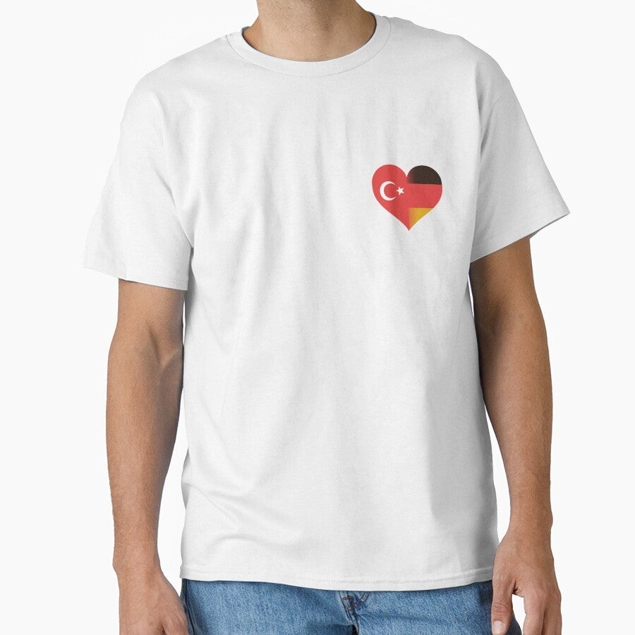 Türkiye and Germany national flags in the heart by Ecmoprints