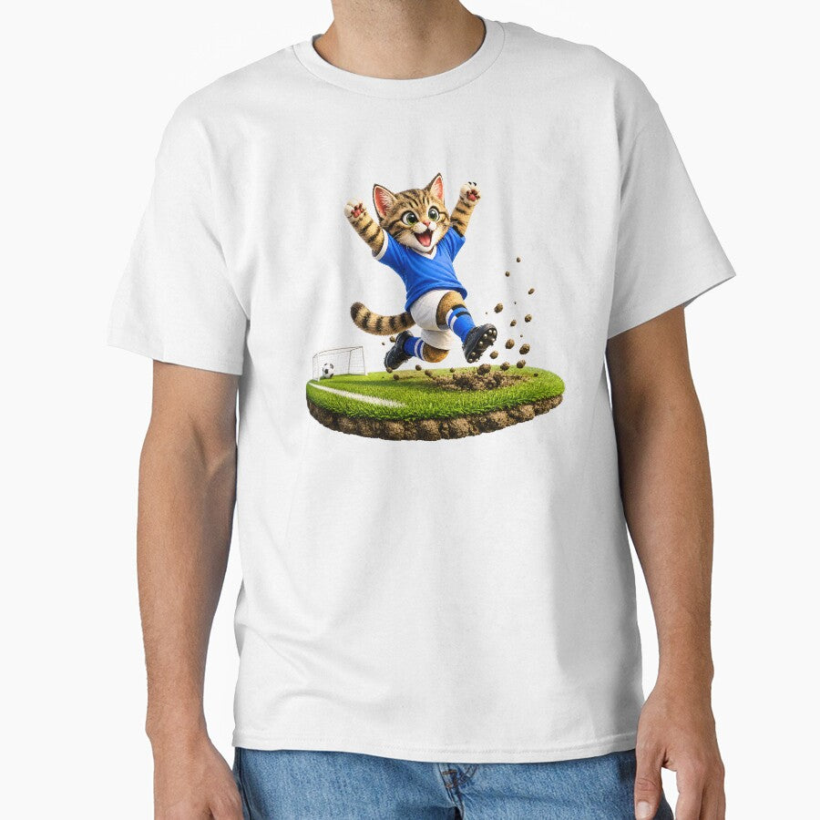 Cute Soccer Cat Goal Celebration Design - Funny Football Kitten by XingXingJia